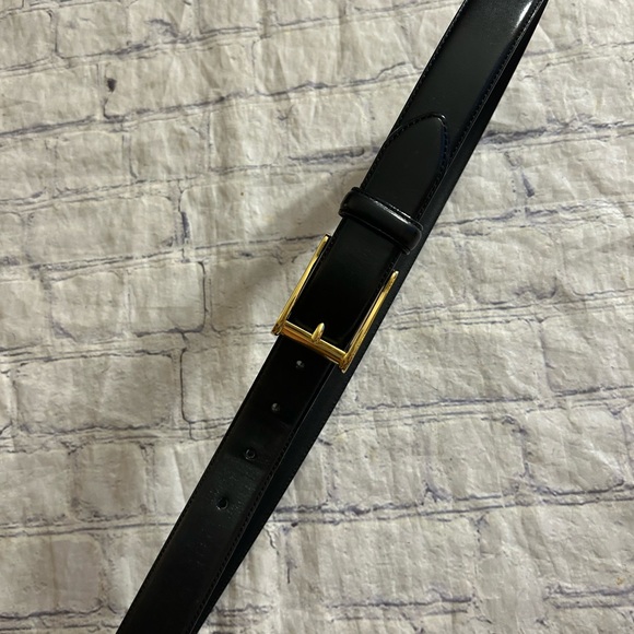 POLO RALPH LAUREN BLACK ITALIAN LEATHER GOLD TONE BUCKLE MENS BELT SIZE 36 - Picture 9 of 9